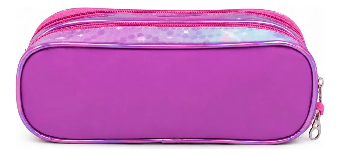 Set Escolar Unicornio Mágico Rosa Lila Mochila Tres Piezas
