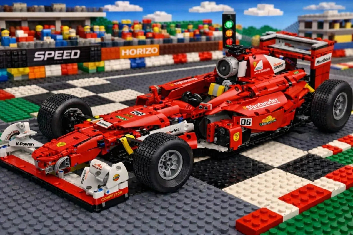 Carro Tipo Fórmula 1 Rojo De Bloques 1698 Piezas Escala 1.8