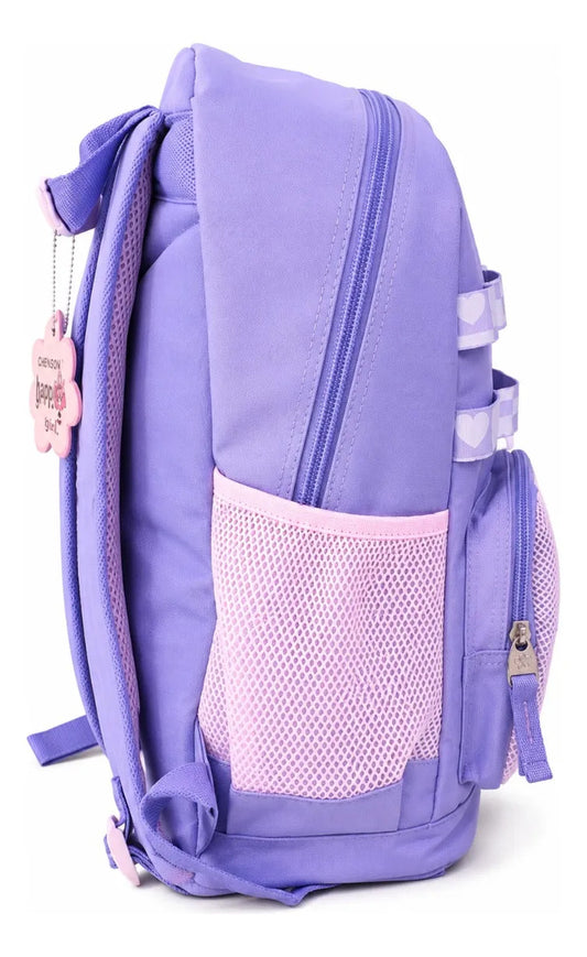 Mochila Escolar Chenson Happy Girl Lila Bolsillo Frontal