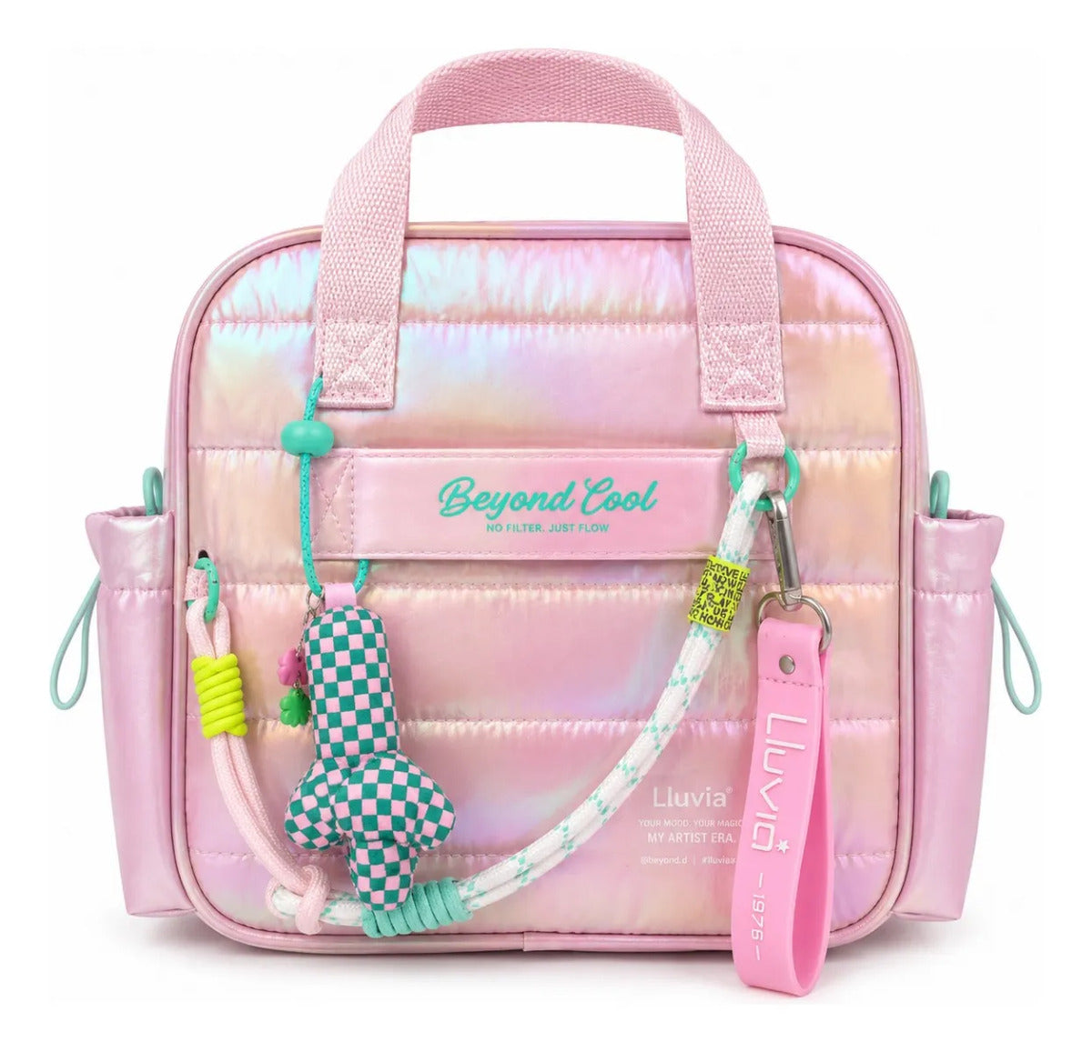 Set Escolar Lluvia Rosa Tornasol Súper Brillante Tres Piezas