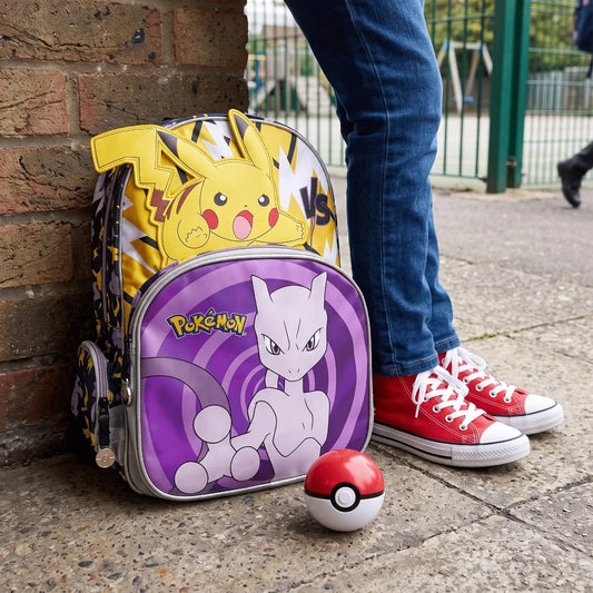 Mochila Escolar Yadatex Morado Pokémon Pikachu y Mewtwo