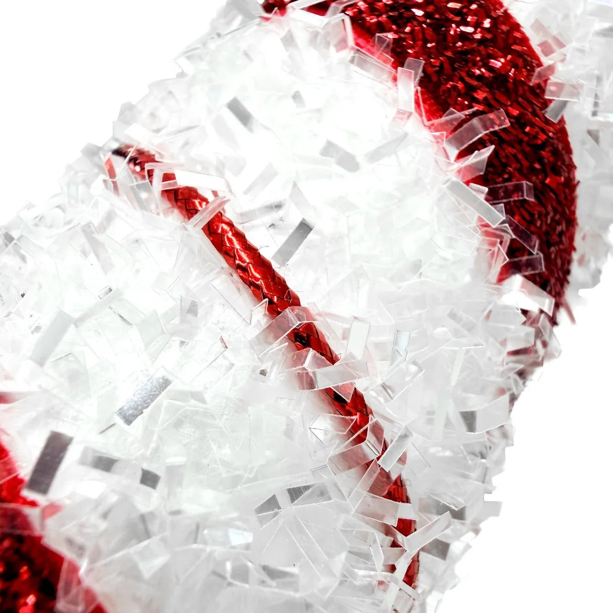 Caramelo Navideño Lluvia Lights Blanco Rojo Escarchado 33 cm