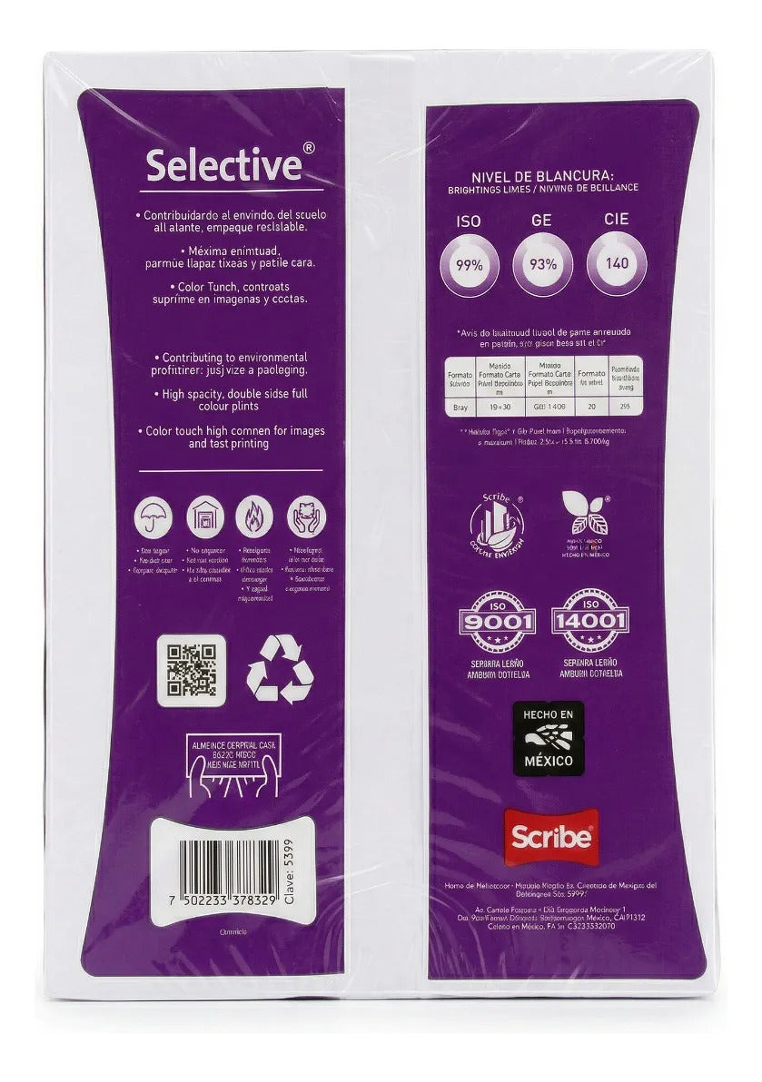 Papel Bond Scribe Selective Tamaño Carta 500 Hojas