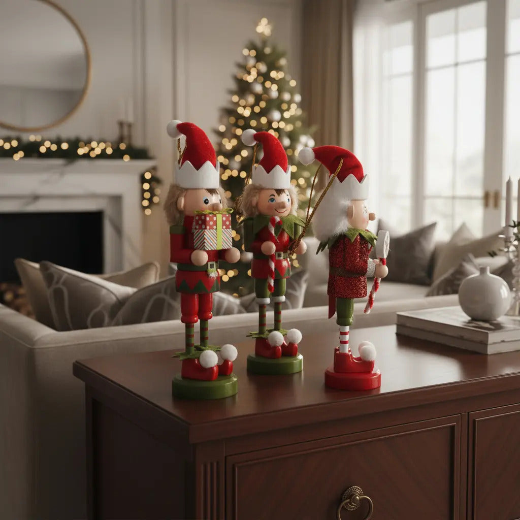 Duendes Navideños Colgantes Set De 9 Piezas 8x2x3