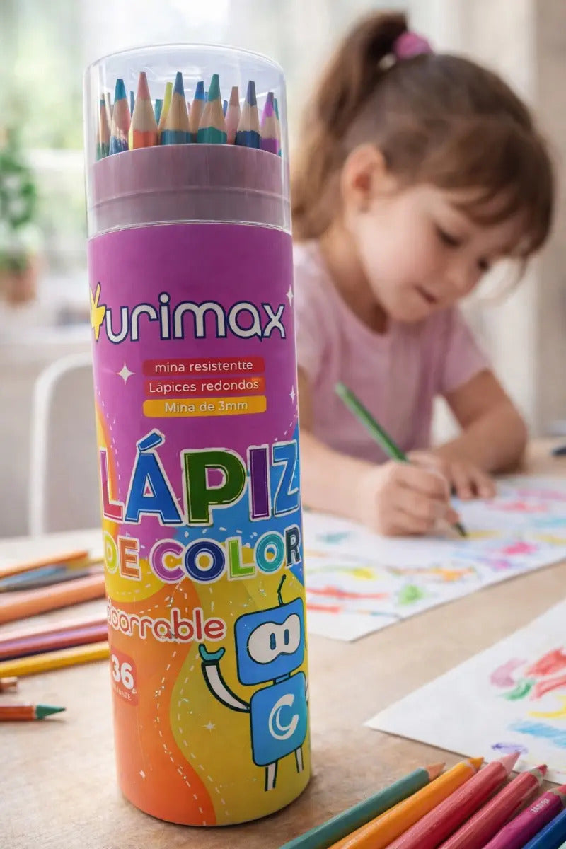 Colores Surimax 36 Piezas  Estuche Cilíndrico Protector