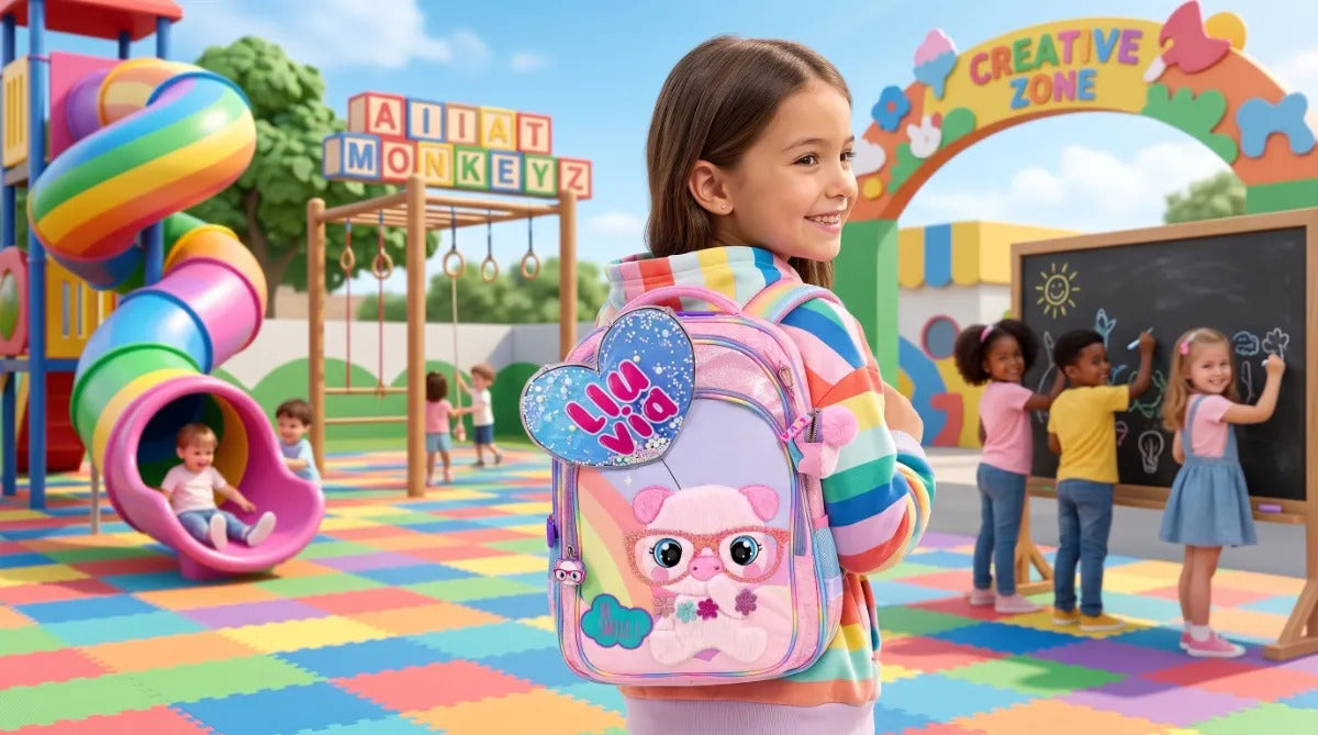 Mochila Lluvia Diseño Puerquito Con Monedero Felpa Glitter