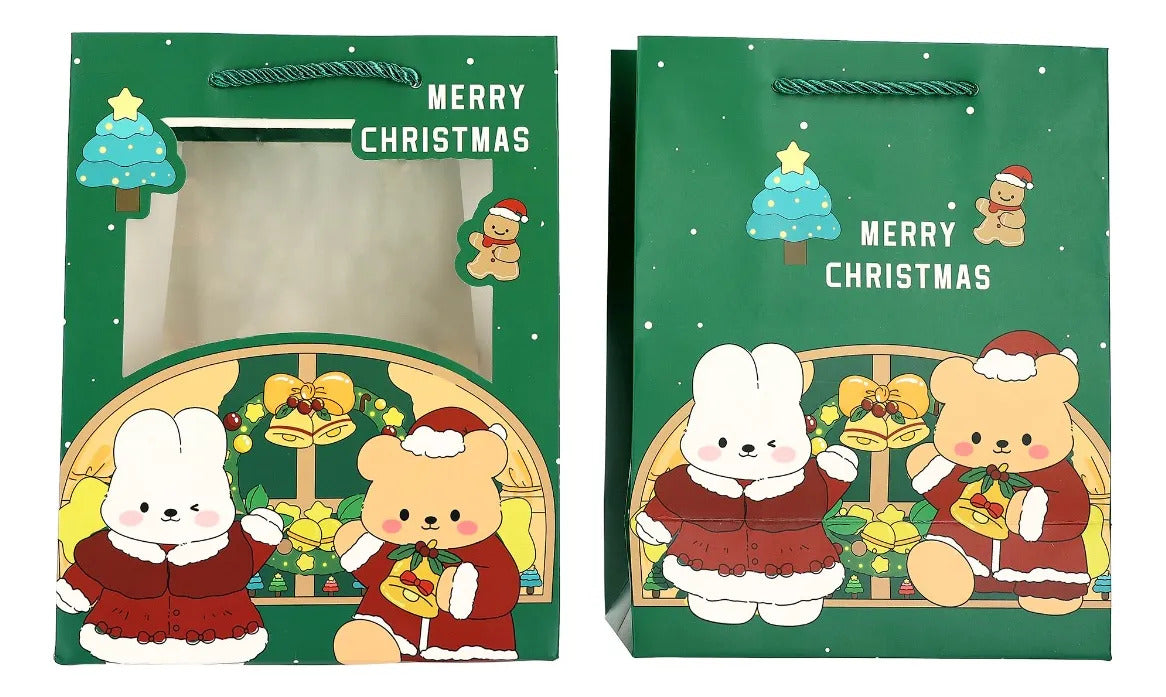 Bolsas de Regalo Navideñas Lluvia Personajes Tiernos 12 Pzas
