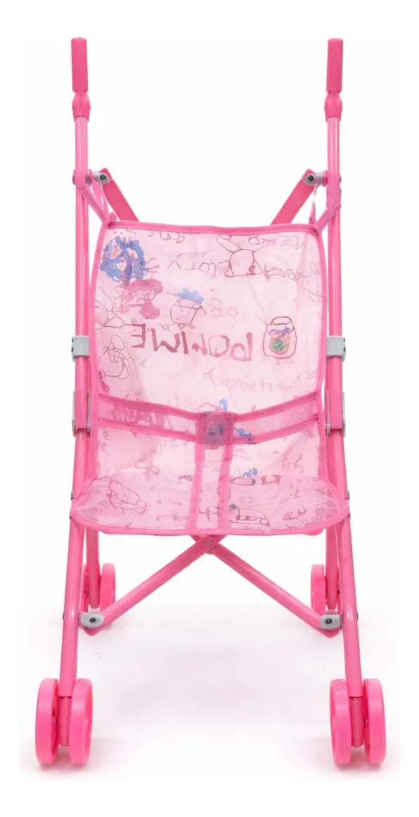 Carriola Para Muñeca Infantil Con Doble Rueda Rosa 50 Cm