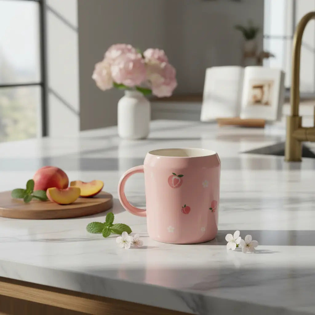 Taza Frutal Con Tapa Y Popote De Cristal 400 Ml