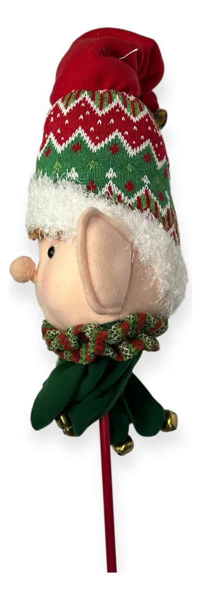 Decoracion Cabeza De Duende Navideño Lluvia 62x10x15 Cm