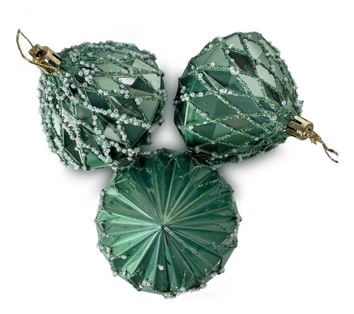 Esferas Navideñas Lluvia Light Diamante Verde 6 Piezas