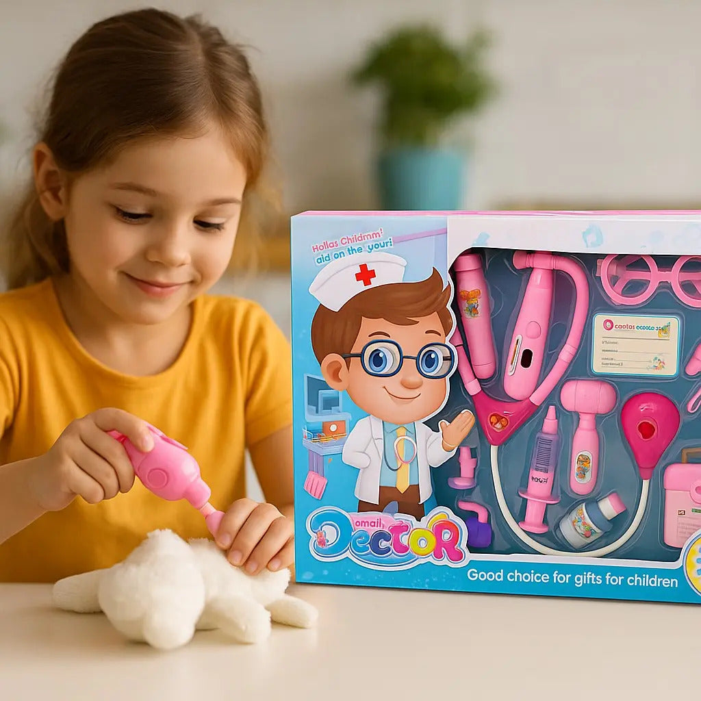 Set Doctor Infantil 15 Piezas Estetoscopio Con Luz Y Sonido