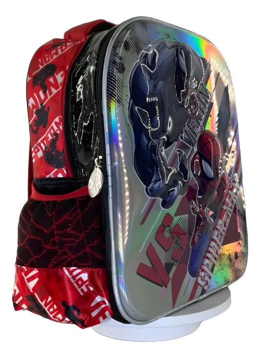 Mochila Infantil Kinder Marvel Spider-man Vs Venom Color Gris Estampado