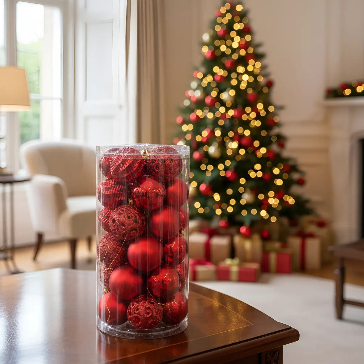 Esferas Navideñas 30 Piezas Rojos Brillantes 6 Cm