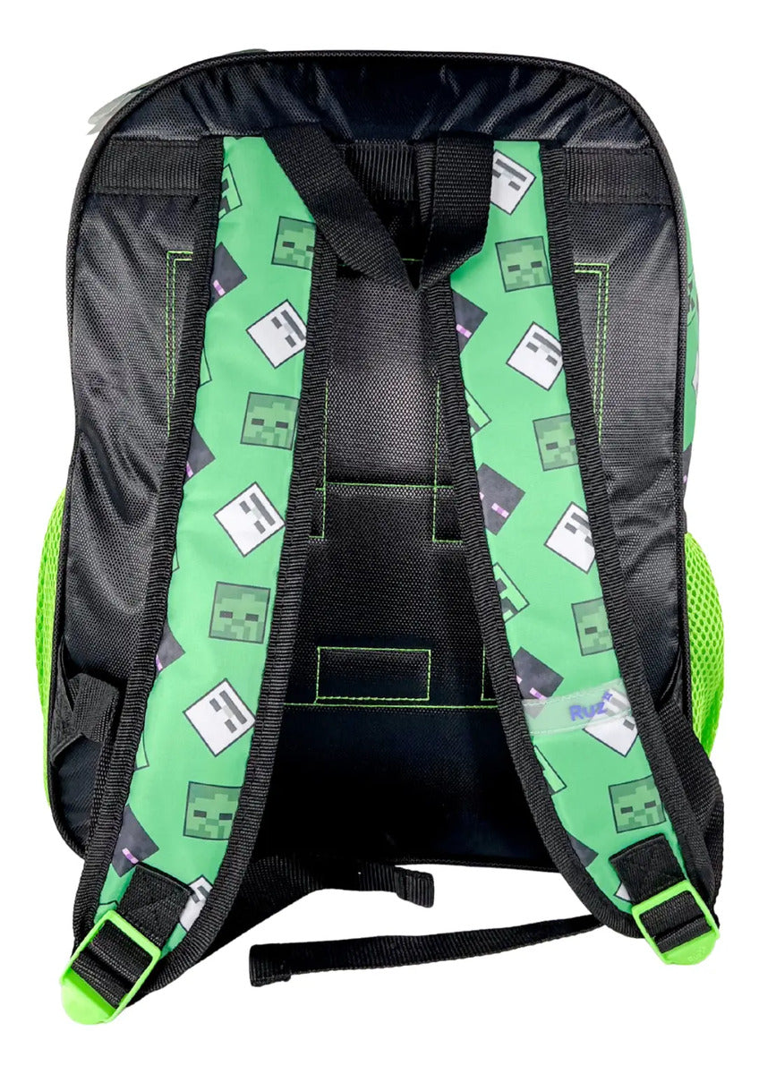 Mochila Primaria 3 Piezas Minecraft Aventuras Pixeladas