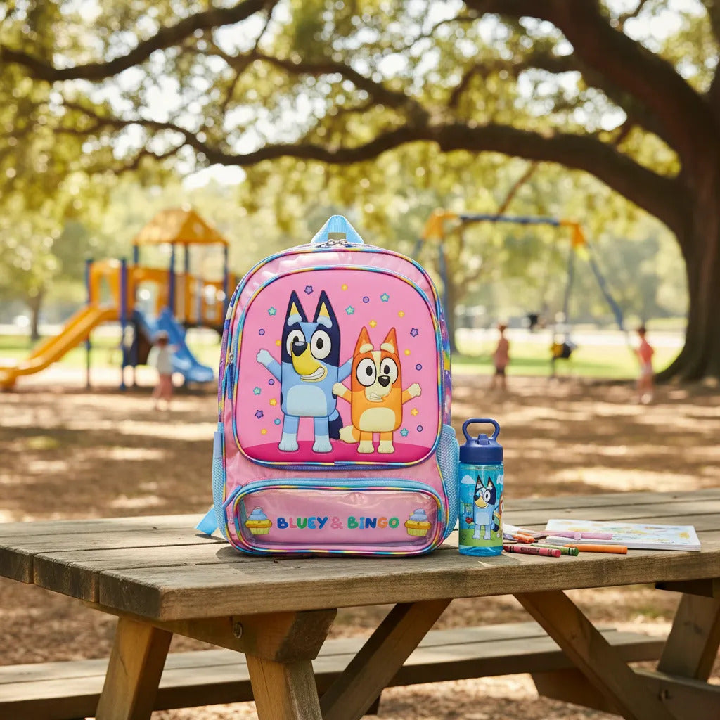 Mochila Kinder Bluey Y Bingo Fotorama Azul Y Rosa