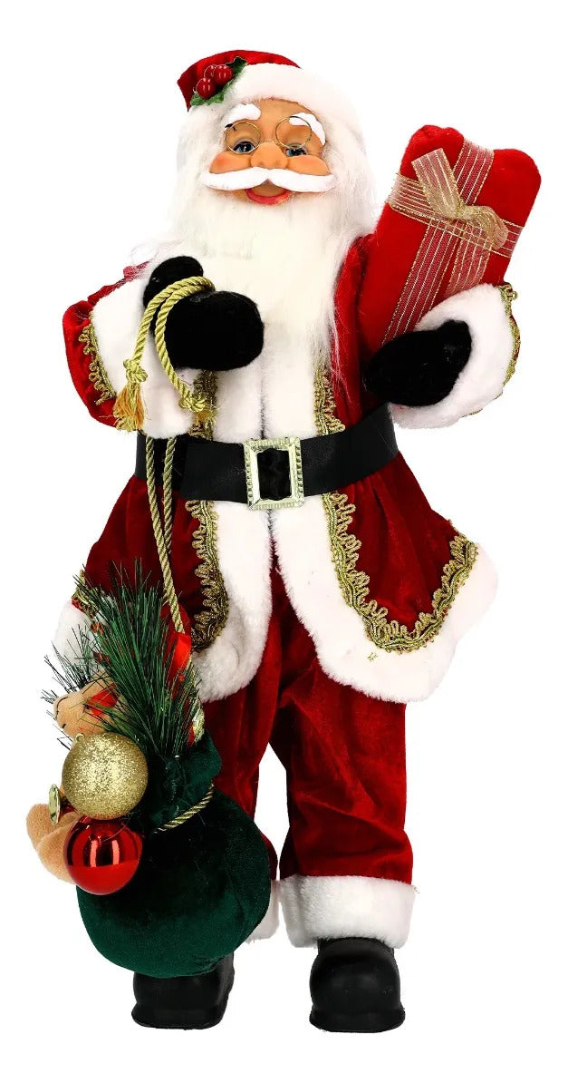 Santa Claus Lluvia Decorativo Rojo y Regalos  60 cm