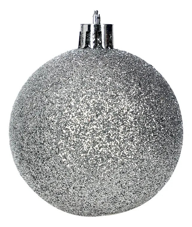 Set Navideño Lluvia Plata 24 Esferas Decorativas 6 Cm