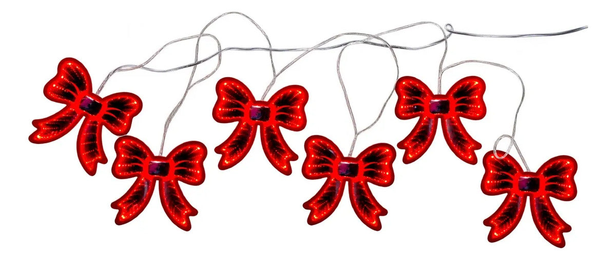Guía Lluvia 6 Moños Rojos LED USB Luz Infinita
