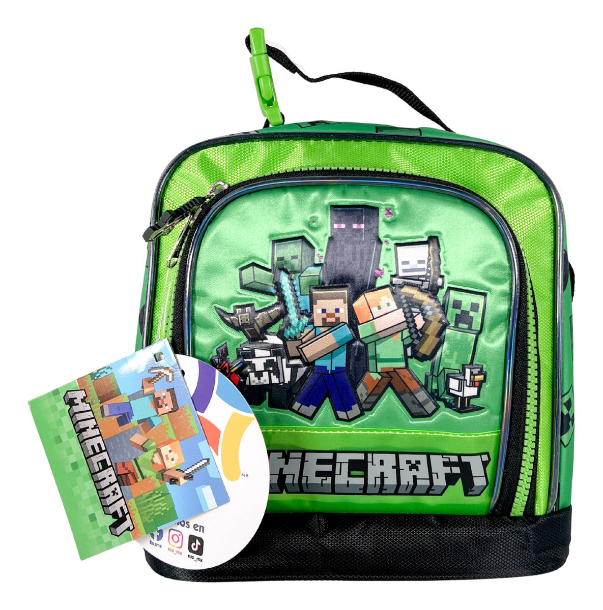 Mochila Primaria 3 Piezas Minecraft Aventuras Pixeladas