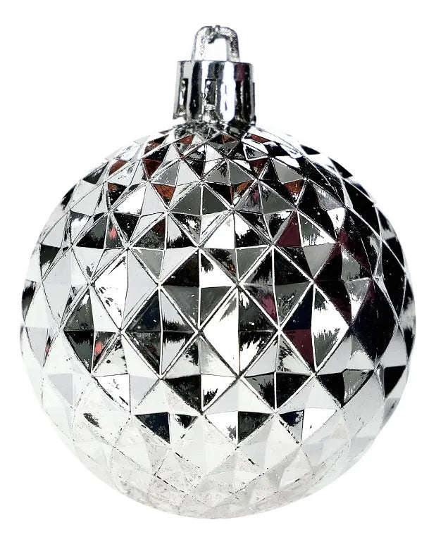 Set Navideño Lluvia Plata 24 Esferas Decorativas 6 Cm