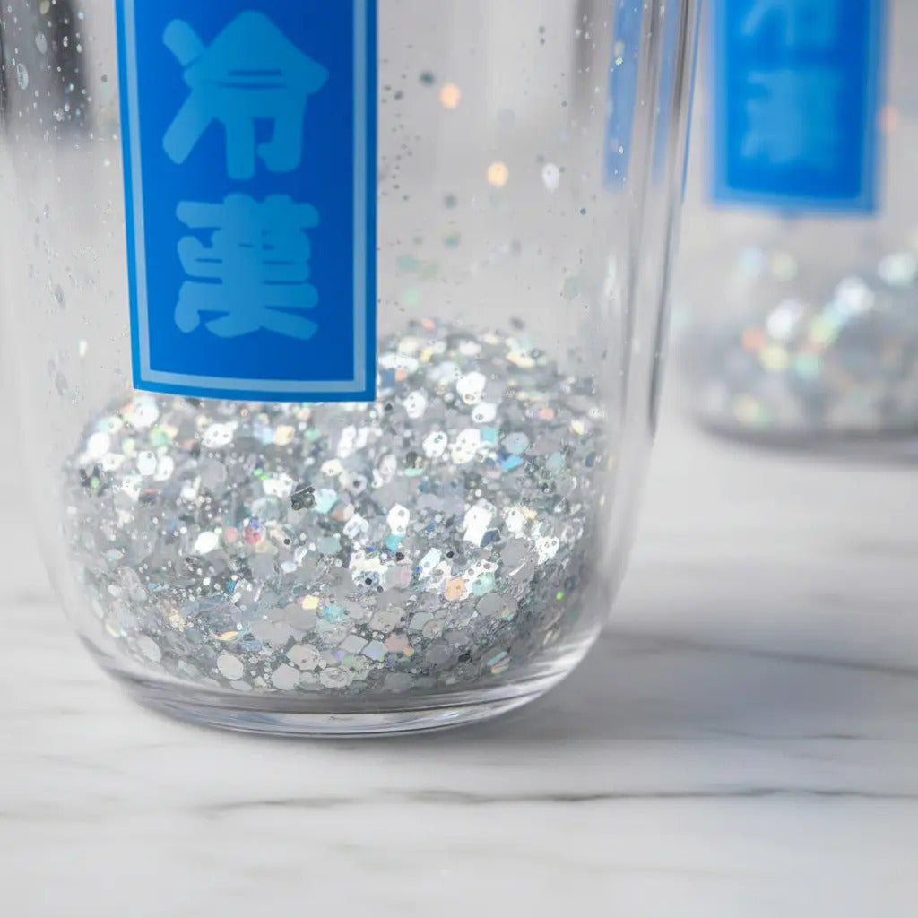 Vaso 450 Ml Con Glitter Suelto Tapa Hielo Diseño Creativo