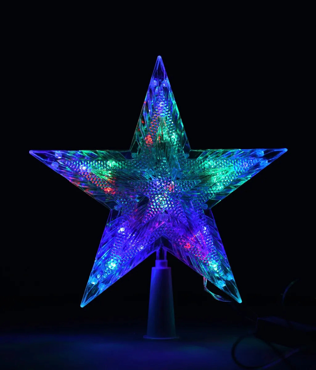 Punta De Árbol JL Estrella Multicolor Con Relieve 18 Led