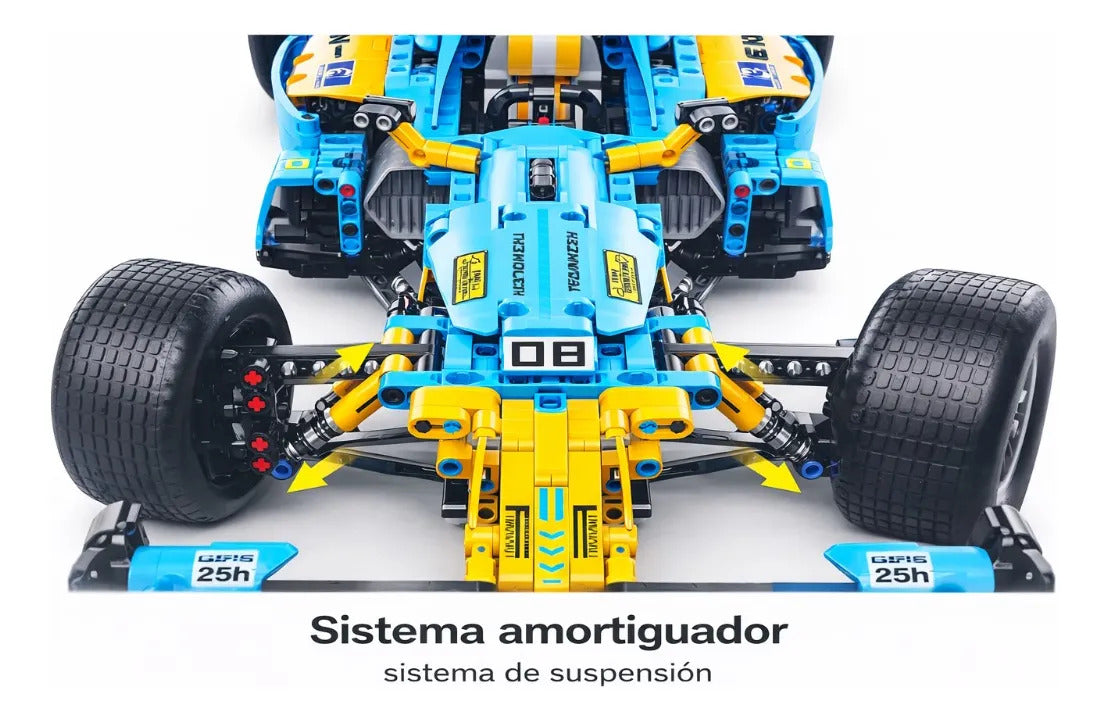 Carro Tipo Fórmula 1 Azul De Bloques 1698 Piezas Escala 1:8