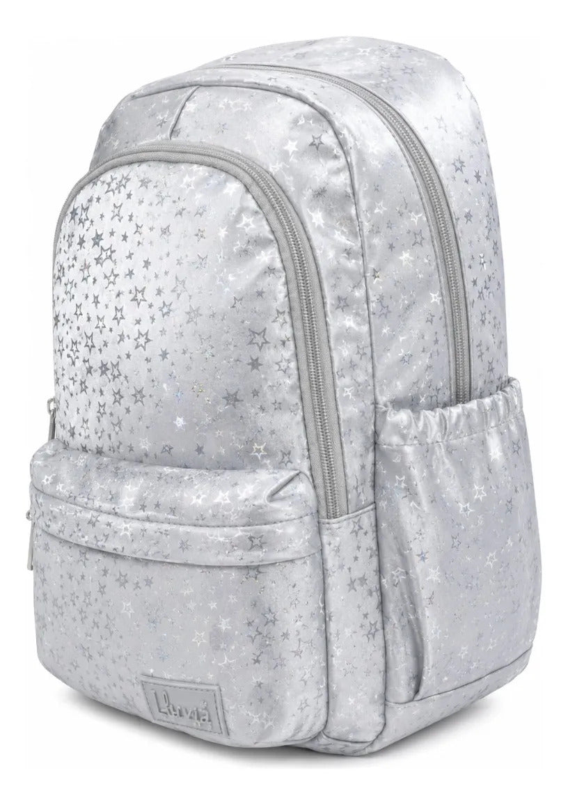 Set Mochila Juvenil Tres Piezas Lluvia Plata Aterciopelada