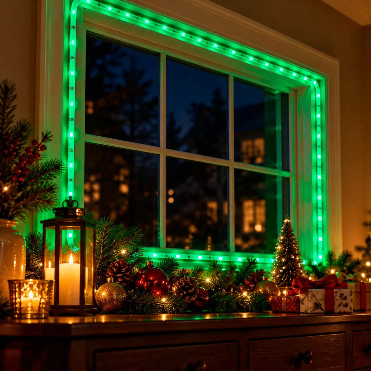 Manguera Led Plana AP Verde Esmeralda Brillante 10 Metros