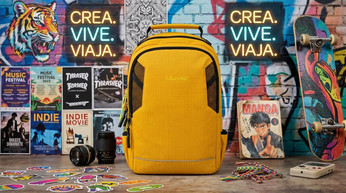 Mochila Lluvia Color Mostaza Con Broches De Seguridad