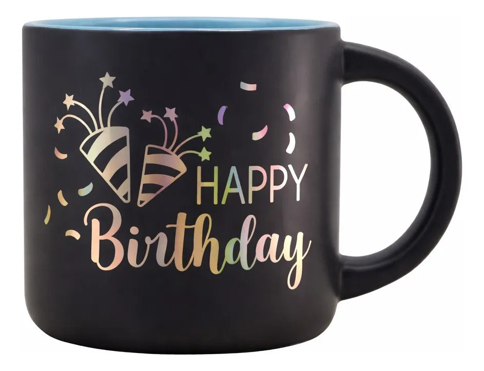 Taza Happy Birthday Holografico Surimax 350 Ml  4 Colores
