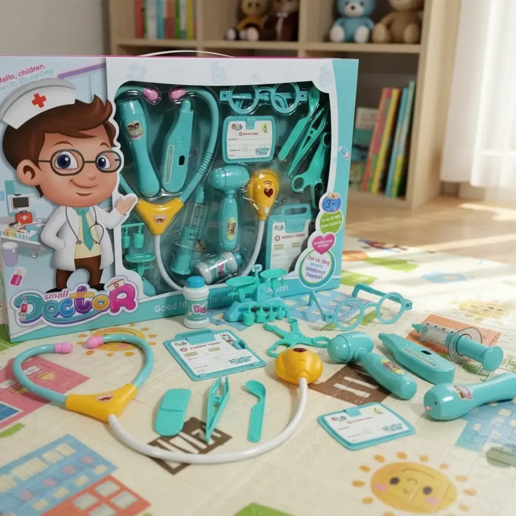 Set Doctor Infantil 15 Piezas Estetoscopio Con Luz Y Sonido