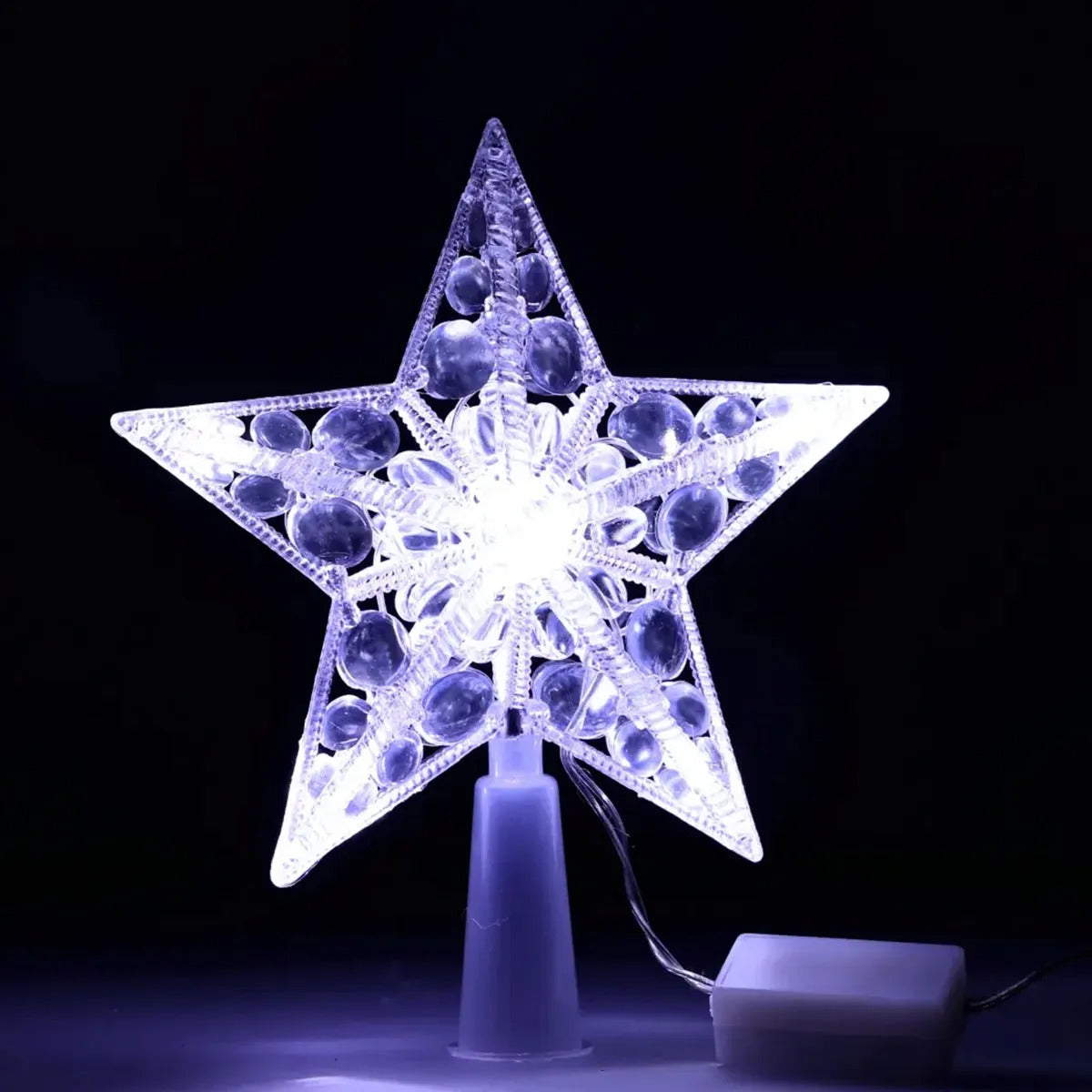 Estrella Navideña JL Transparente 10 Luces Led Blanco Frío
