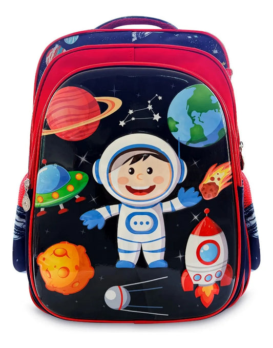Set Escolar Lluvia Azul Marino Astronauta Tres Piezas