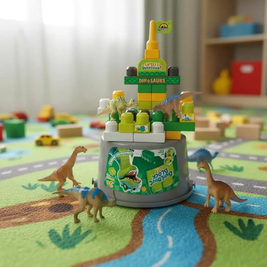 Cubeta De Bloques Candy Toys Con Figuras De Dinosaurios