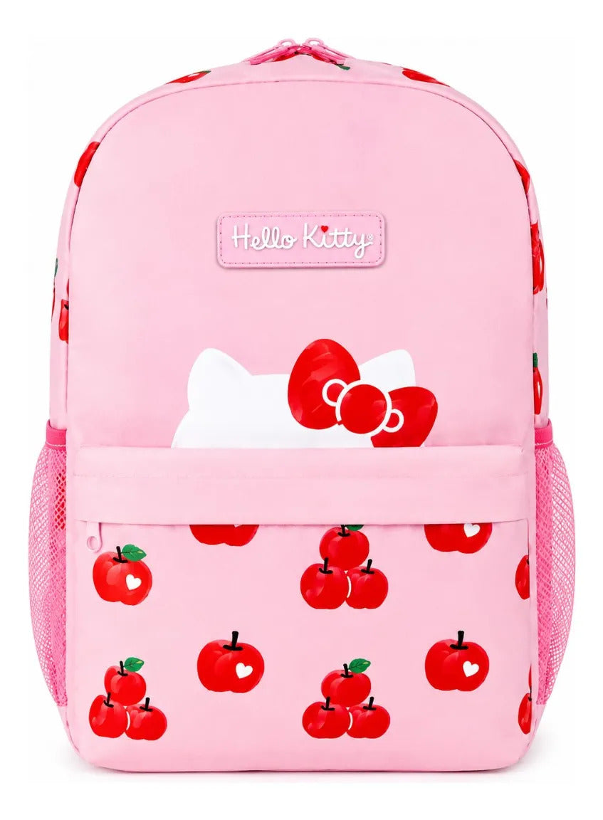 Mochila Juvenil Hello Kitty Rosa Con Estampado De Cerezas