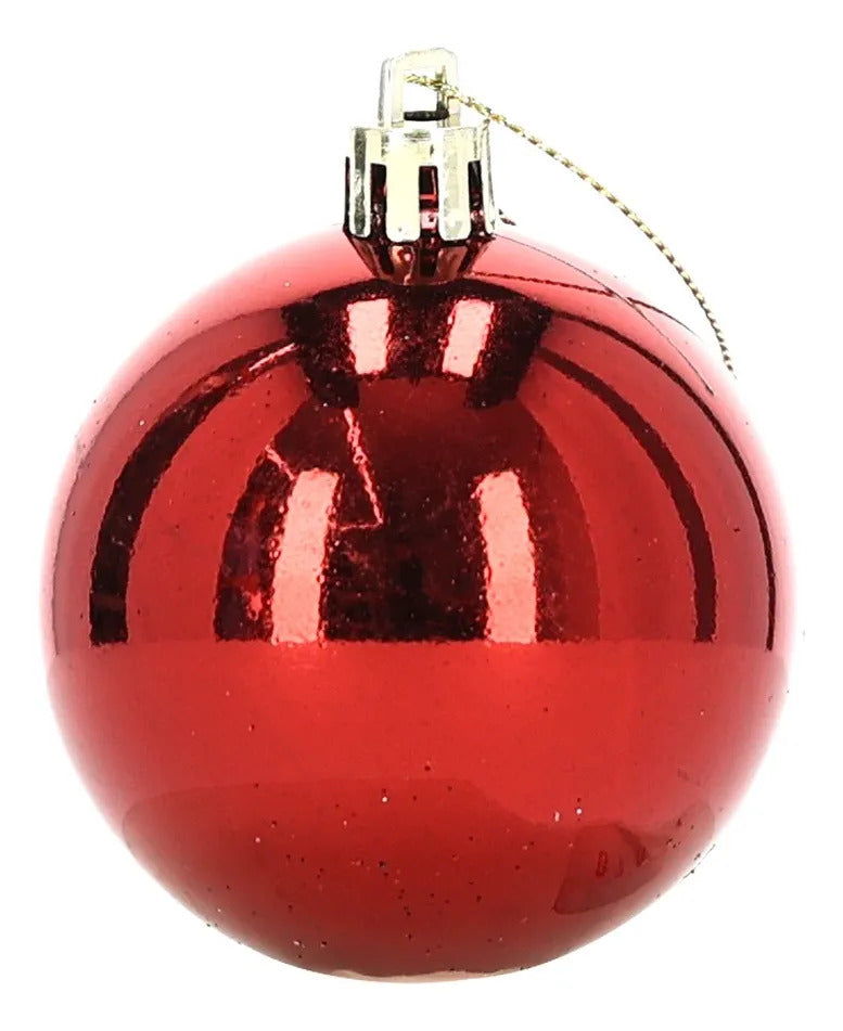 Set 6 Esferas Navideñas Rojo Vino Caladas 6 cm