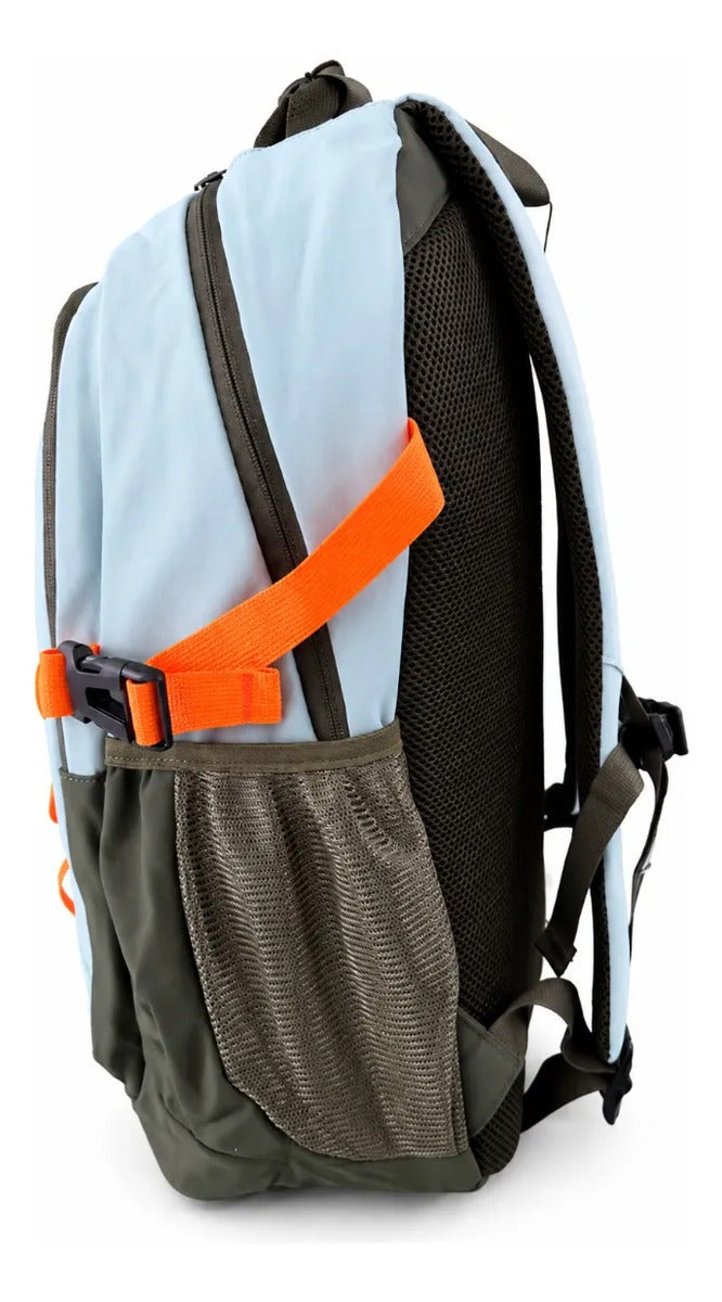 Mochila Juvenil Lluvia Menta Con Detalles Naranja Neon