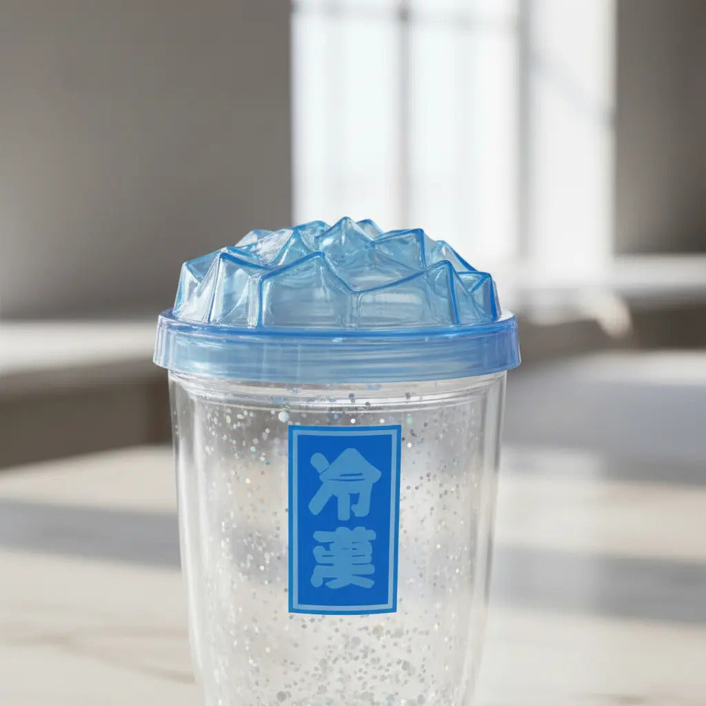 Vaso 450 Ml Con Glitter Suelto Tapa Hielo Diseño Creativo