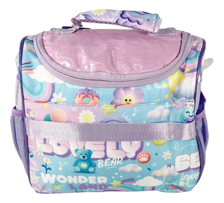 Paquete Mochila 3 Piezas Marca Lluvia Oso Arcoiris Kinder