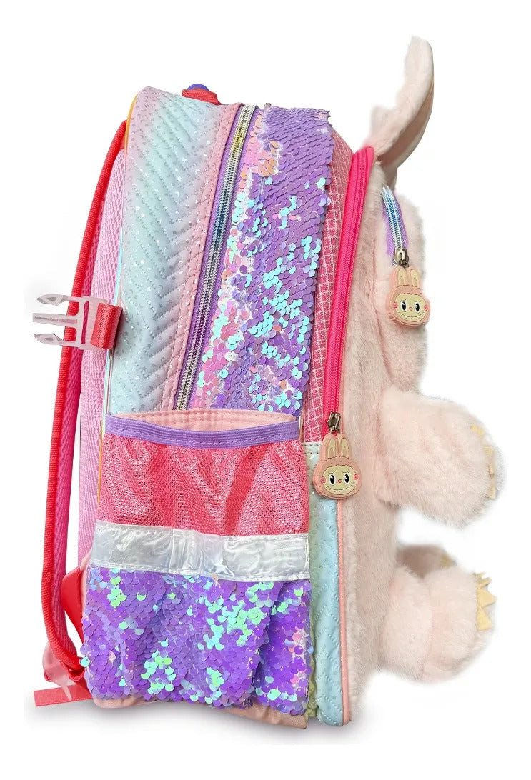Mochila Escolar Monster Rosa Panquecito Desmontable