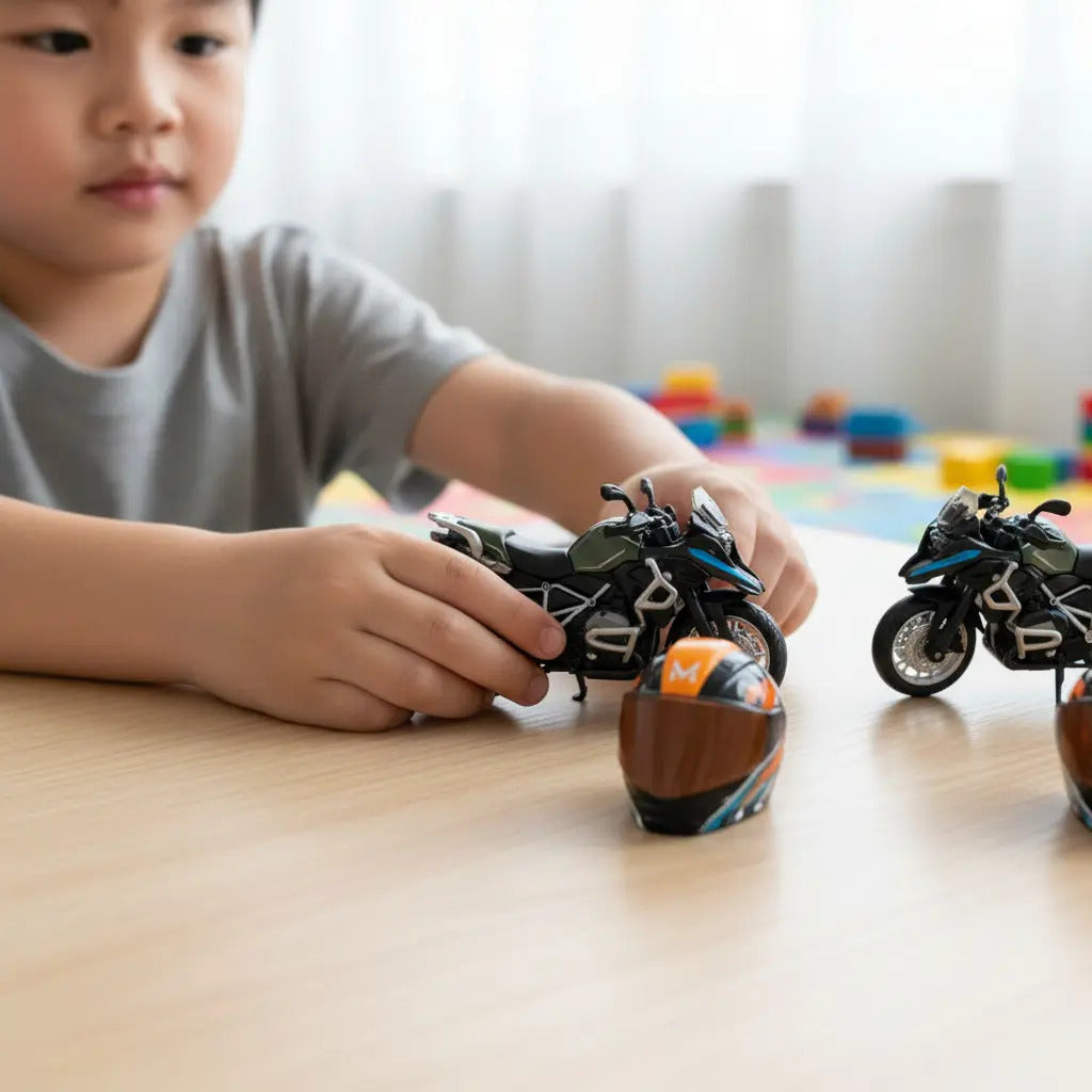 Moto A Fricción Candy Toys Escala 1:14 Con Casco Azul