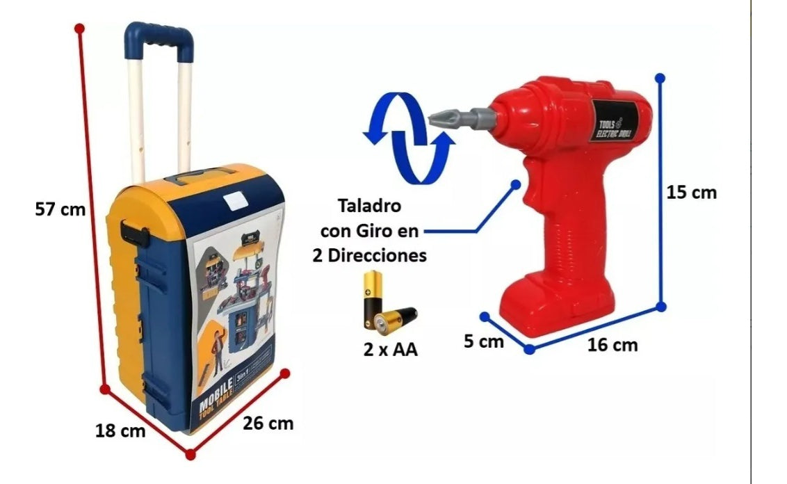 Mesa De Herramientas Infantil 3 En 1 46 Piezas Candy Toys