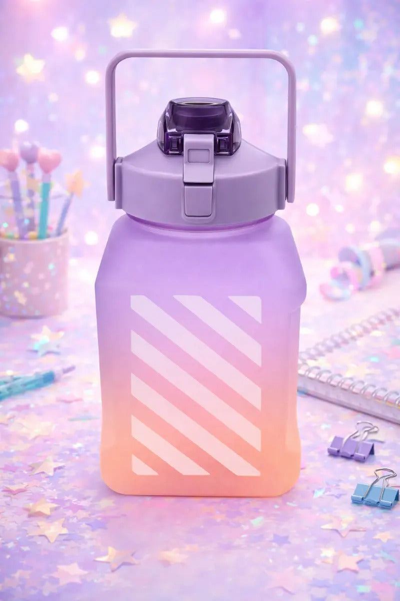 Vaso Grande 1.5 L Diseño Difuminado Con Popote Y Correa