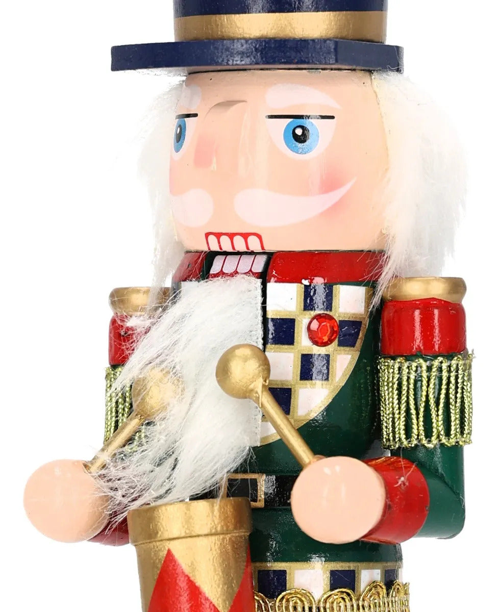 Cascanueces Navideño Soldado Tamborilero de Madera 25 Cm