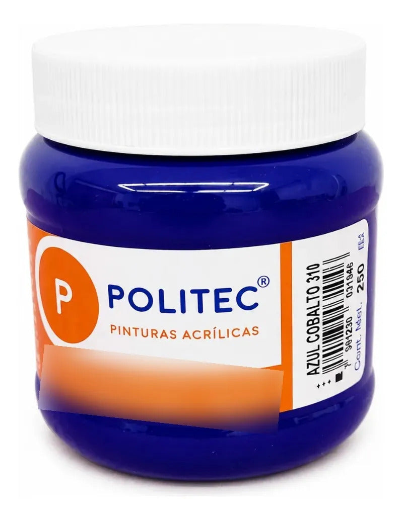 Pintura Acrílica Azul Cobalto Politec 250 Ml Para Arte