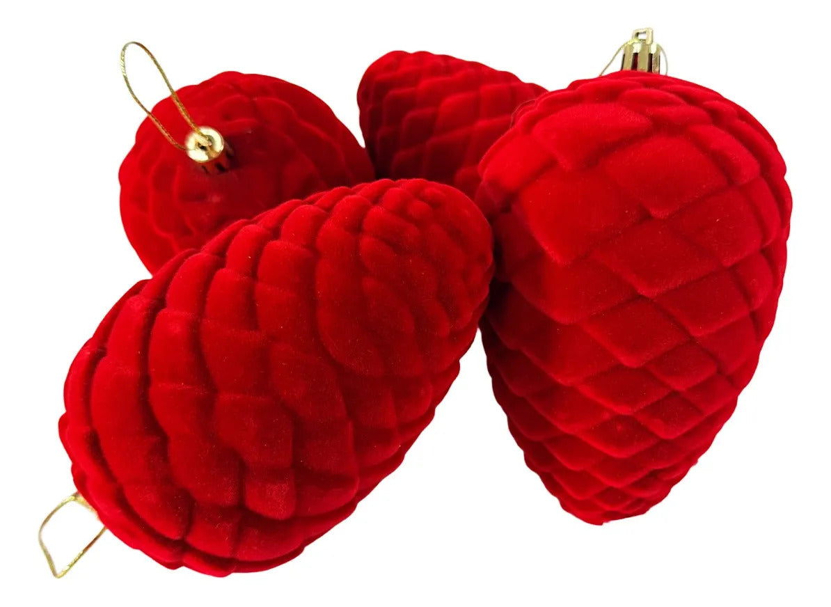 Adornos Navideños Lluvia Piña de Pino 4 Piezas 13 cm