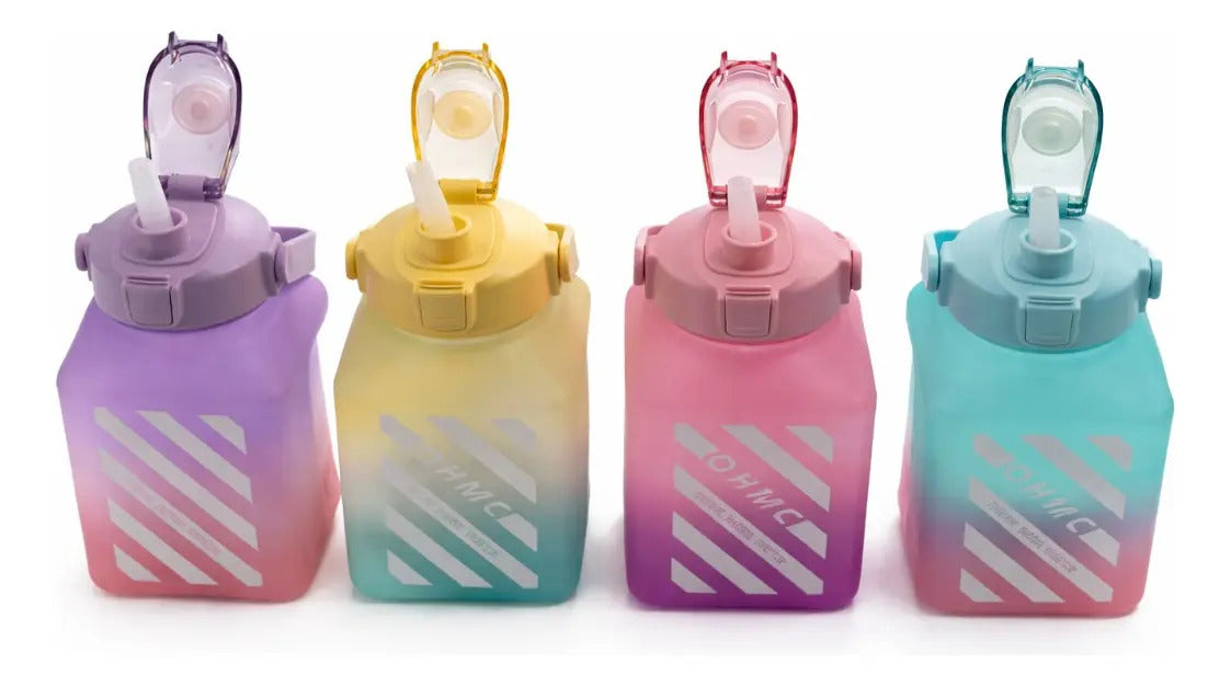 Vaso Grande 1.5 L Diseño Difuminado Con Popote Y Correa