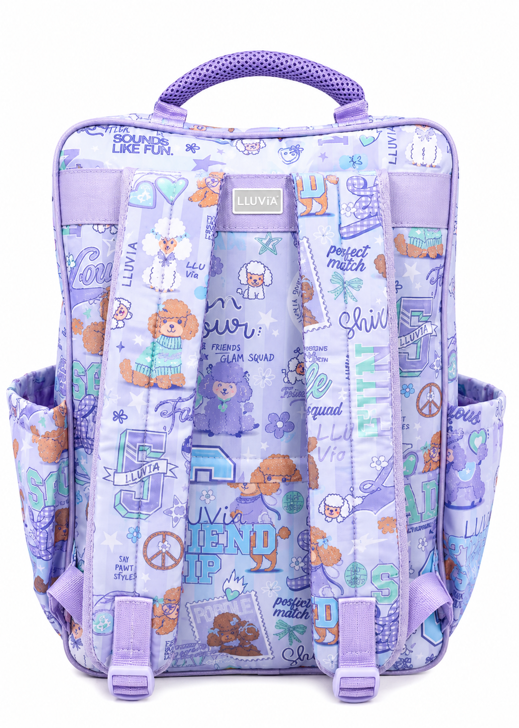 Set Escolar Tres Piezas Lluvia Diseño Florería Lila Satinado